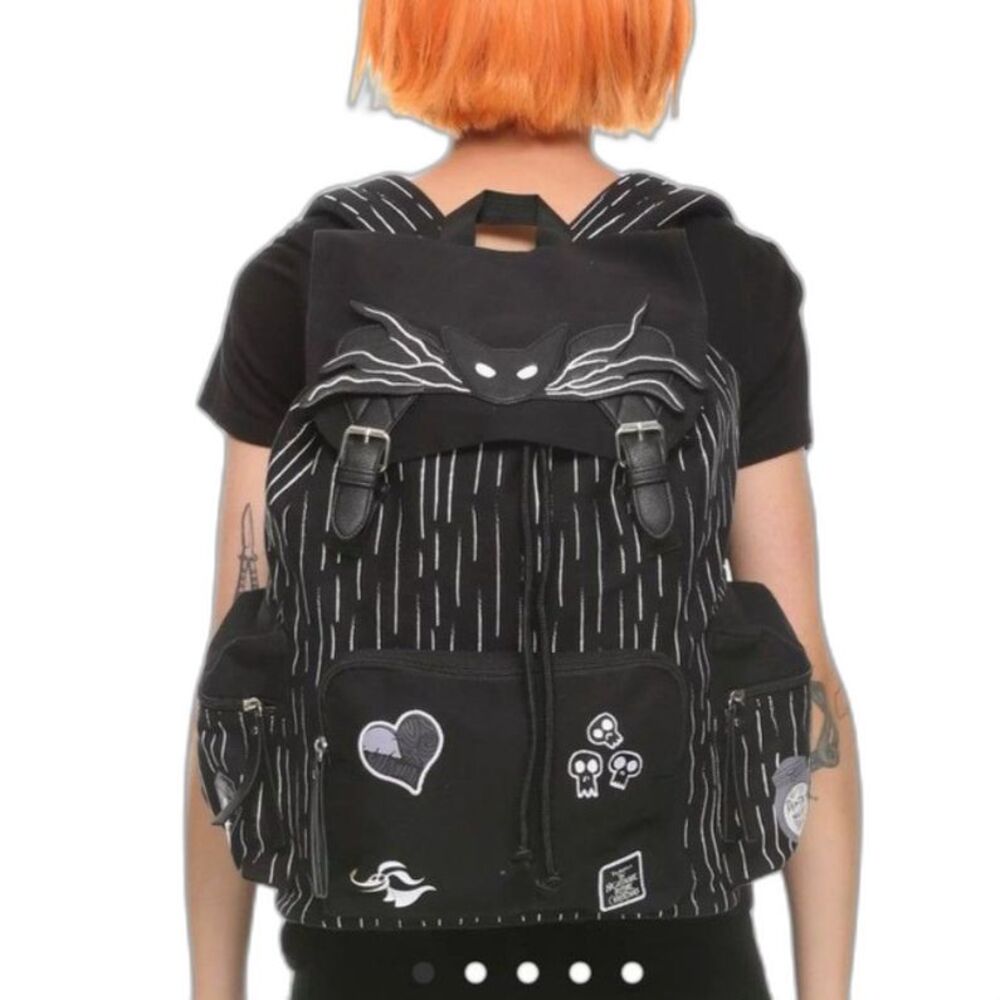 The Nightmare Before Christmas Black Jack Skellington Patches Slouchy Backpack
